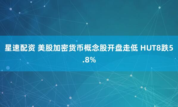 星速配资 美股加密货币概念股开盘走低 HUT8跌5.8%
